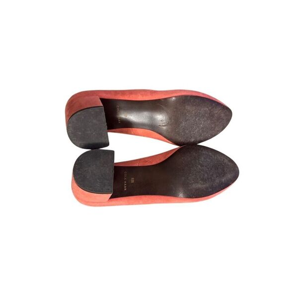 Cole Haan Women's Red Suede Pointed Toe Block Heels Size 8B - Picture 7 of 9